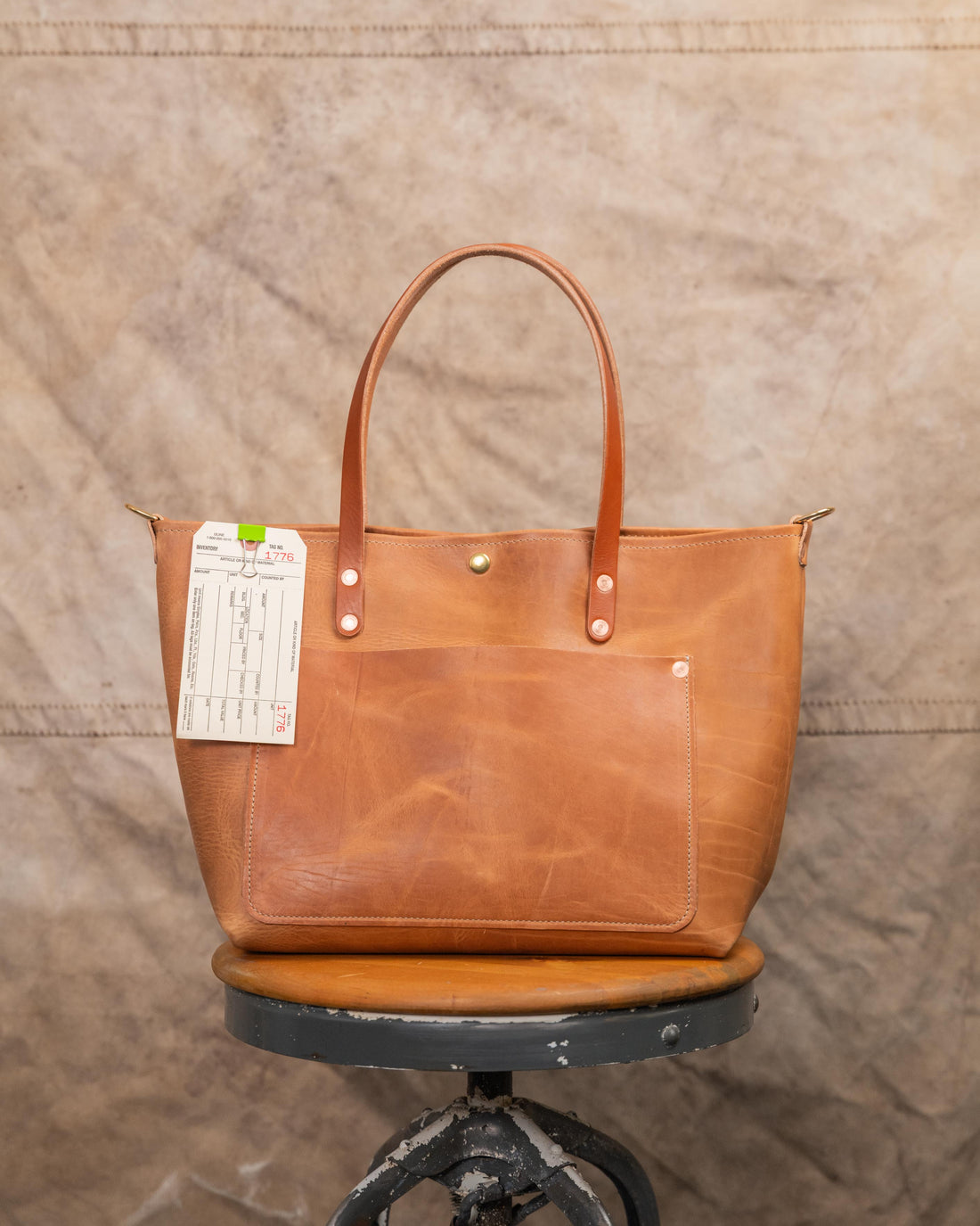 1776 Natural Dublin East West Travel Tote with 8” Tan Handles