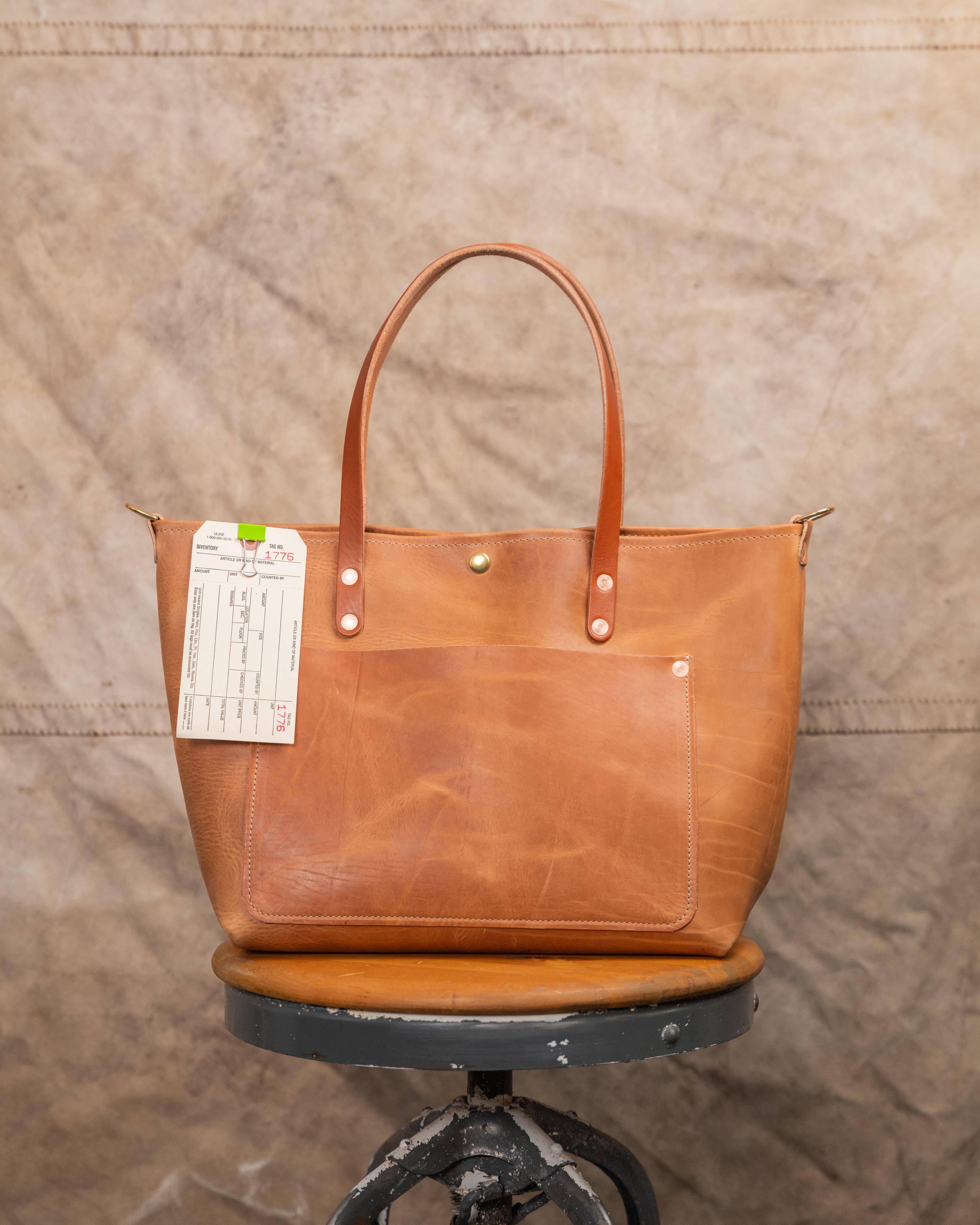 1776 Natural Dublin East West Travel Tote with 8” Tan Handles