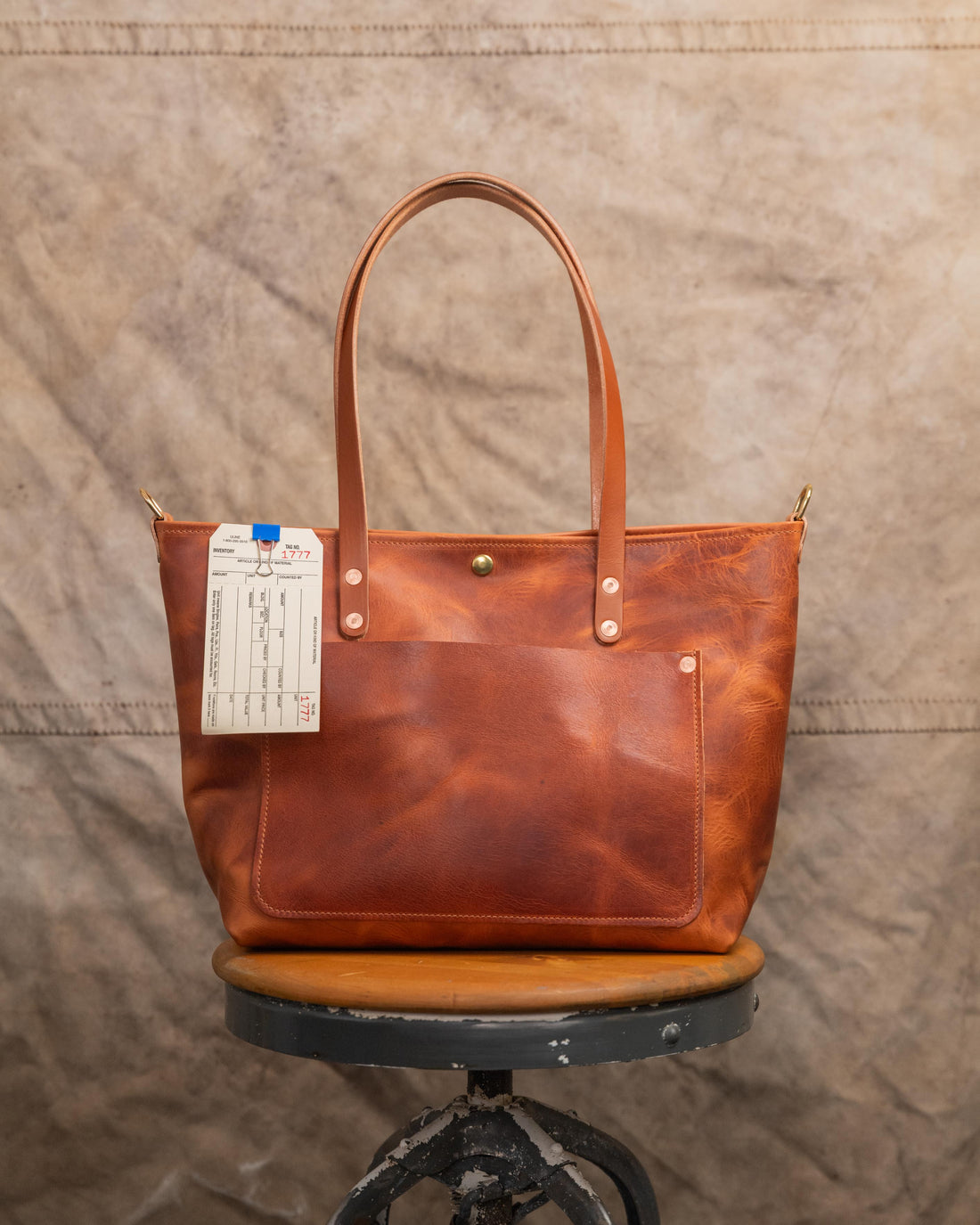 1777 English Tan Dublin East West Travel Tote with 10” Tan Handles