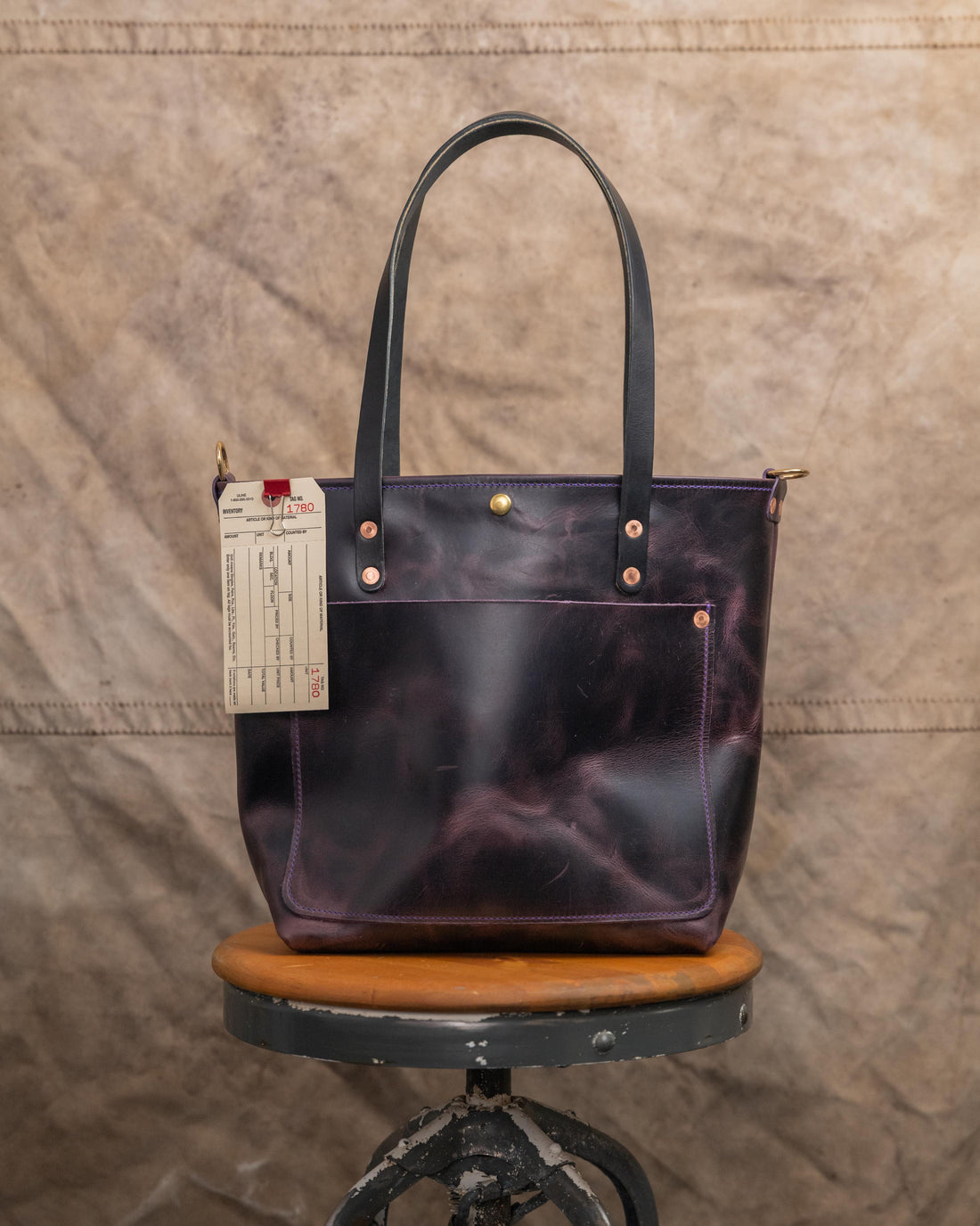 1780 Glossy Purple Travel Tote with 10” Black Handles
