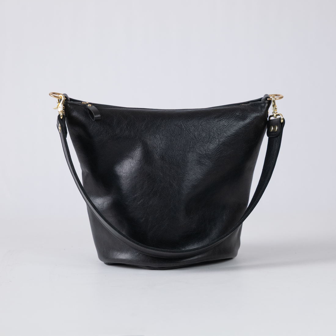 Black Bulldog Mini Zip-Top Bucket Bag