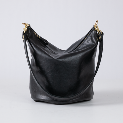 Black Bulldog Zip-Top Bucket Bag