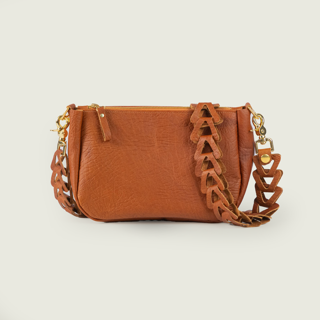 Tan Bison Medium Crossbody Bag