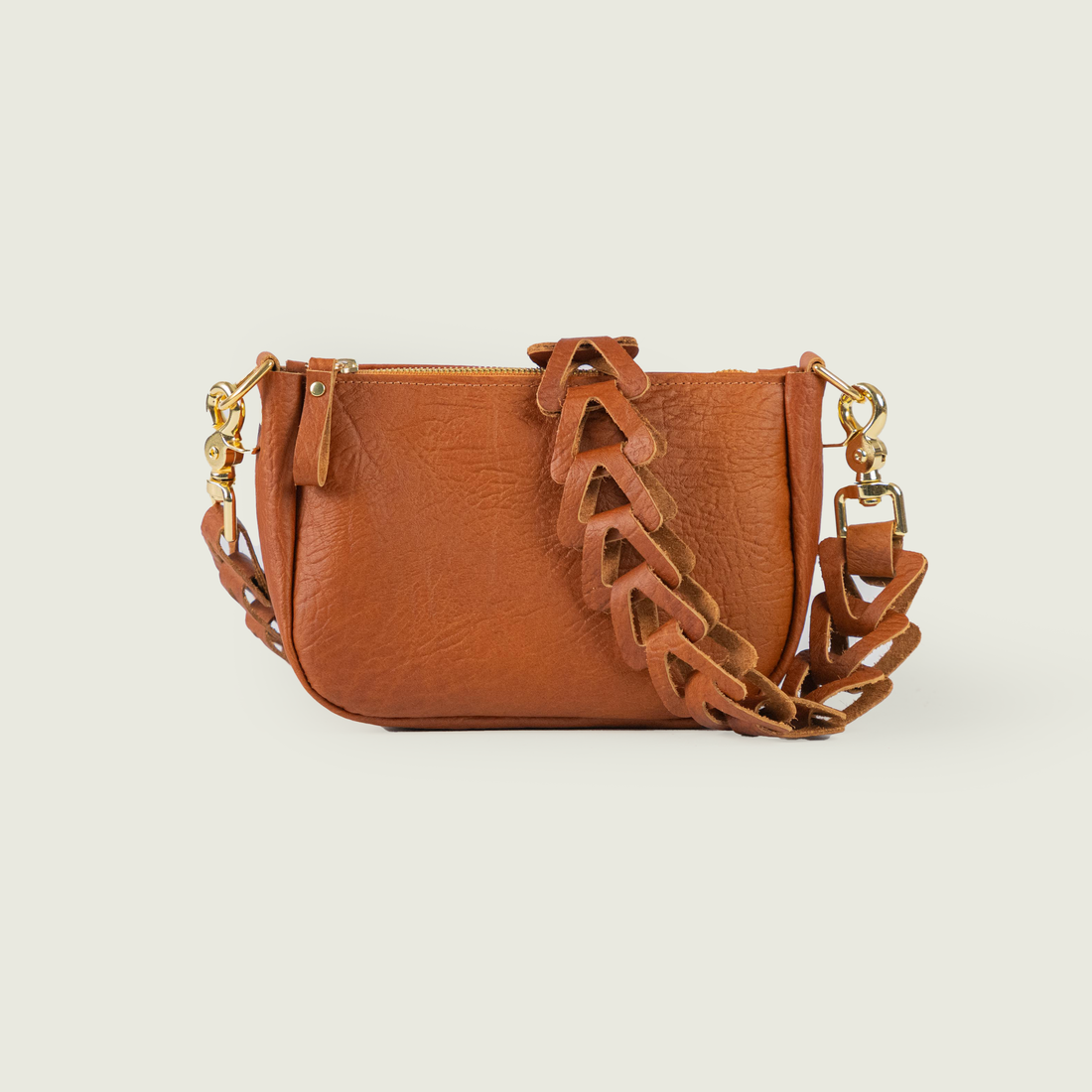 Tan Bison Mini Crossbody Bag