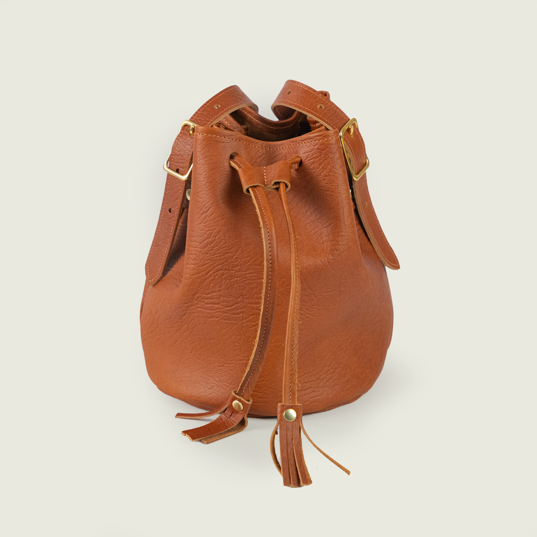 Tan Bison Bucket Bag