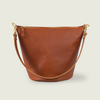 Tan Bison Zip-Top Bucket Bag