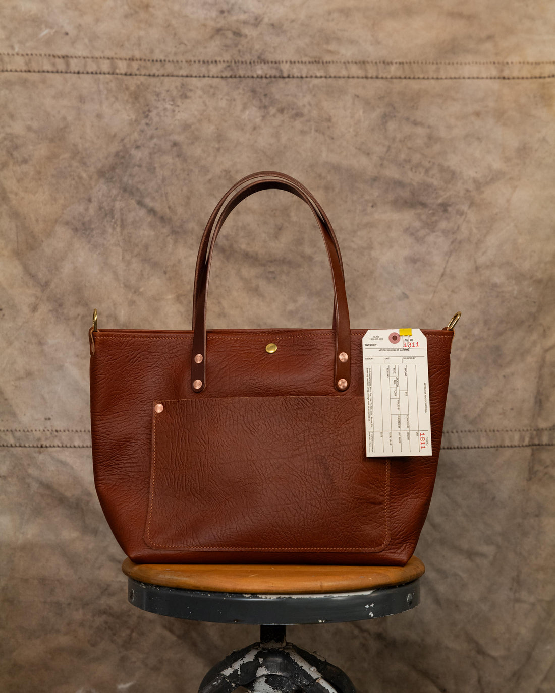 1811 Tan Bison East West Travel Tote with 7” Handles