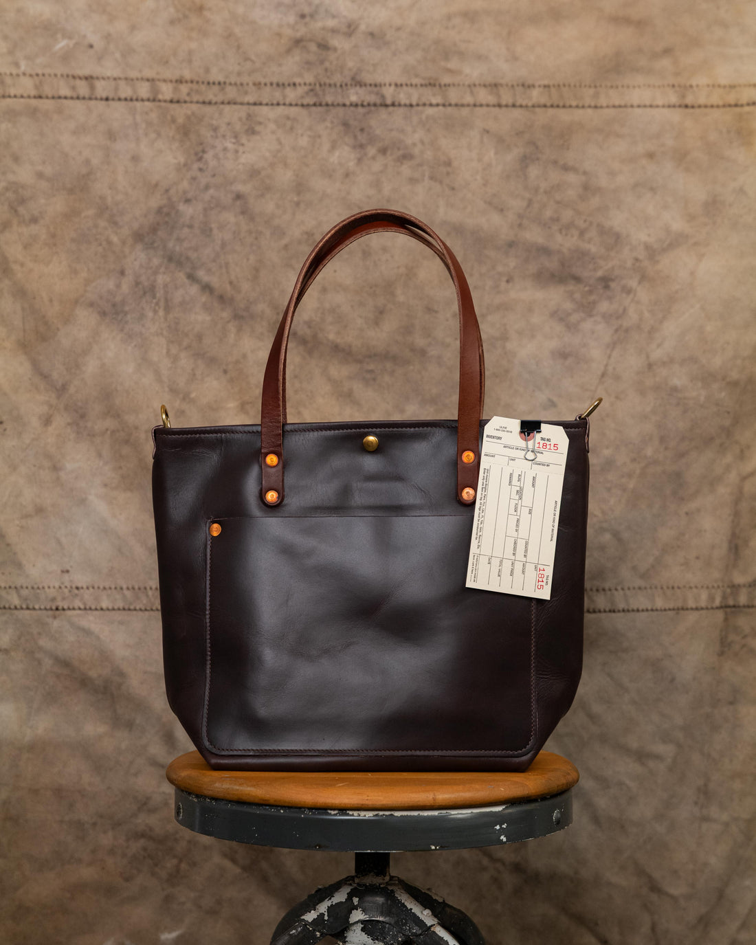 1815 Burgundy Horween Roulette Travel Tote with 10” Black handles