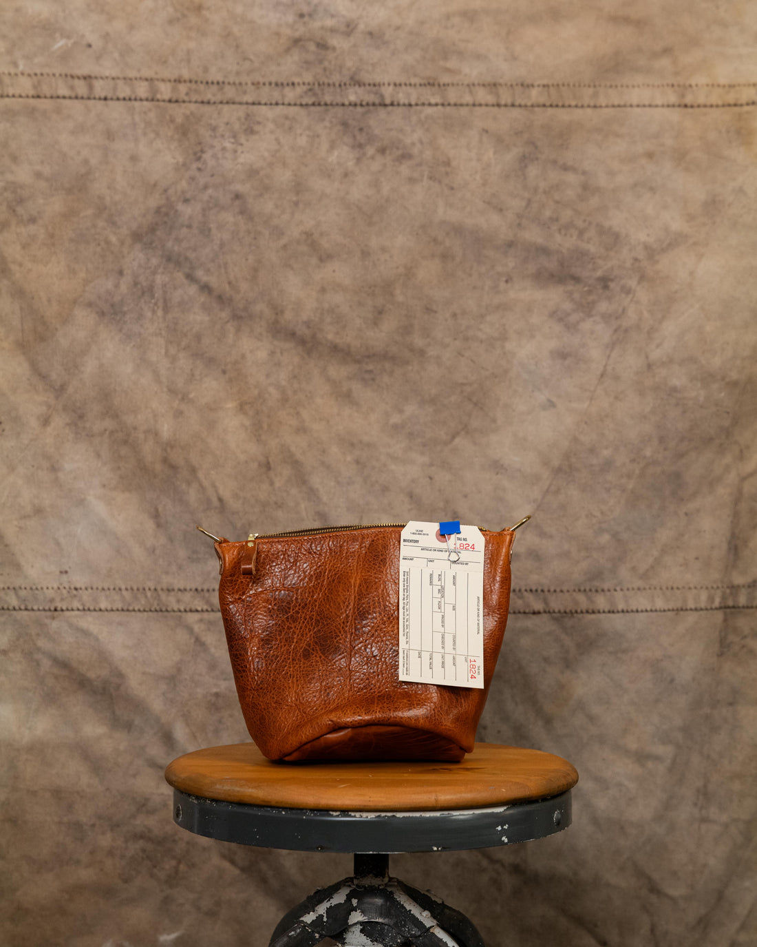 1824 Honey Navajo Bison Mini Zip Top Bucket Bag with slider strap