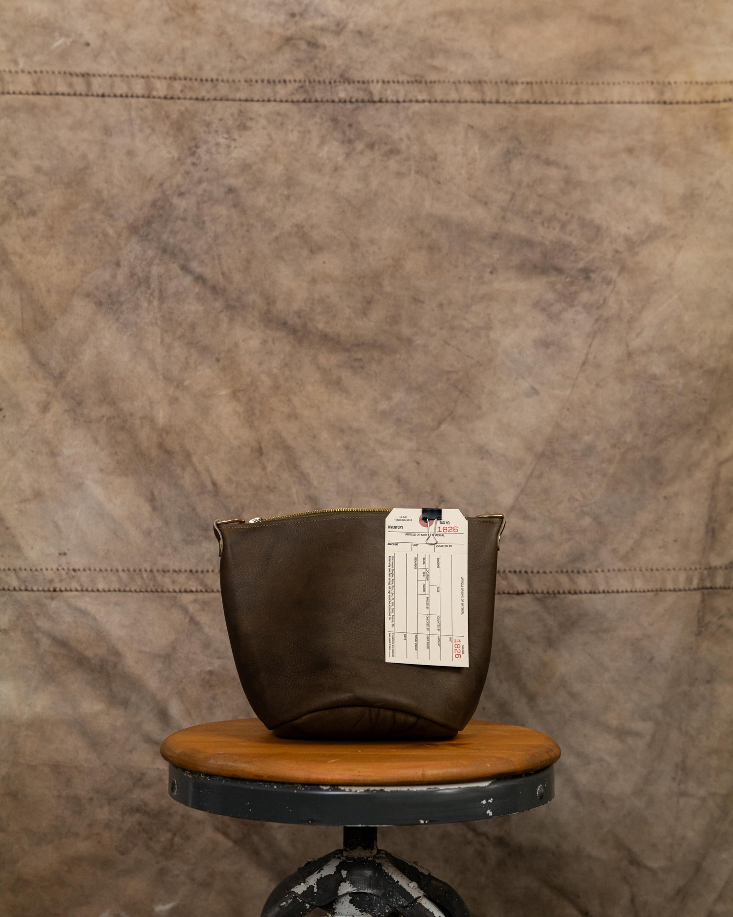 1826 Olive Crunch Mini Zip Top Bucket Bag