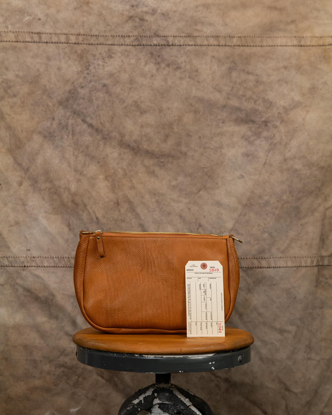 1849 Italian Tan Crossbody Bag with Slider Strap