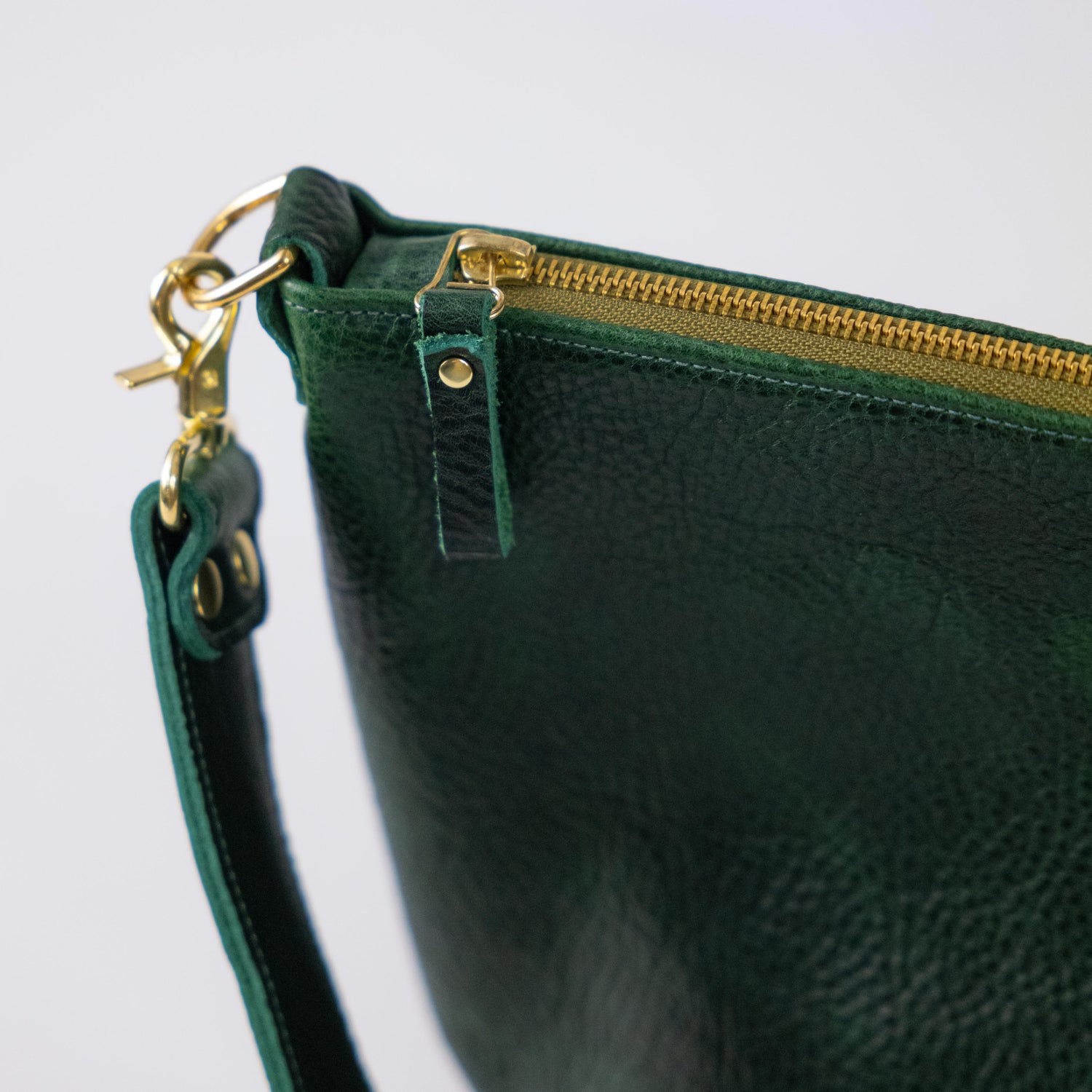 Green Bulldog Zip-Top Bucket Bag