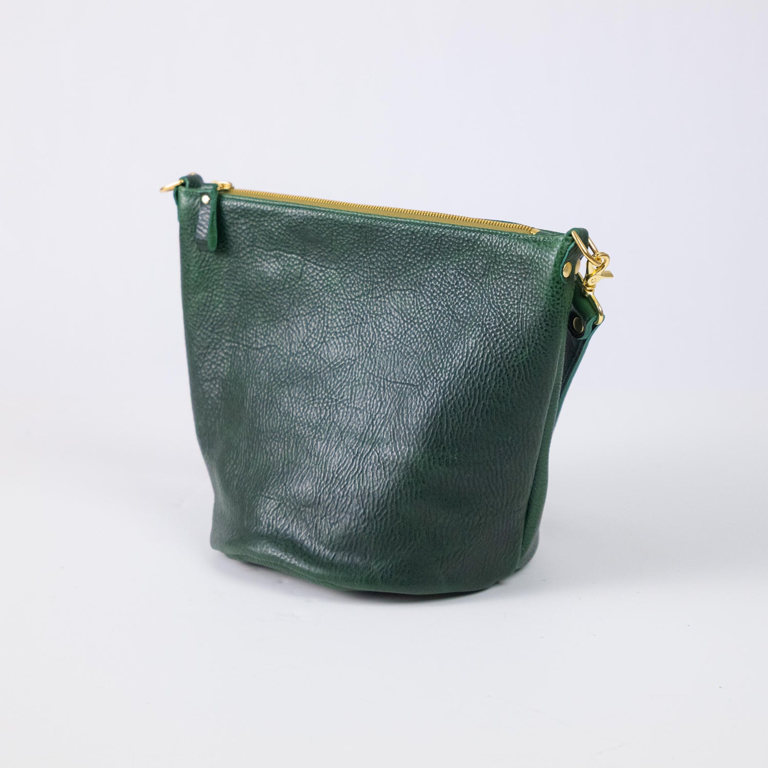Green Bulldog Zip-Top Bucket Bag