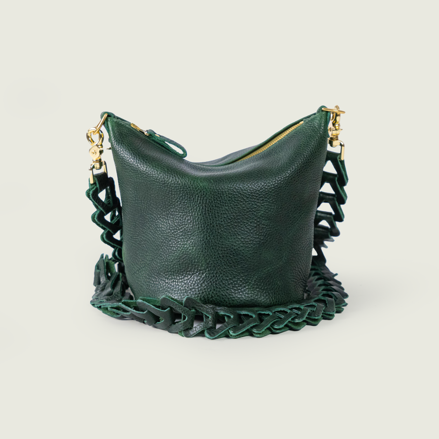 Green Bulldog Mini Zip-Top Bucket Bag