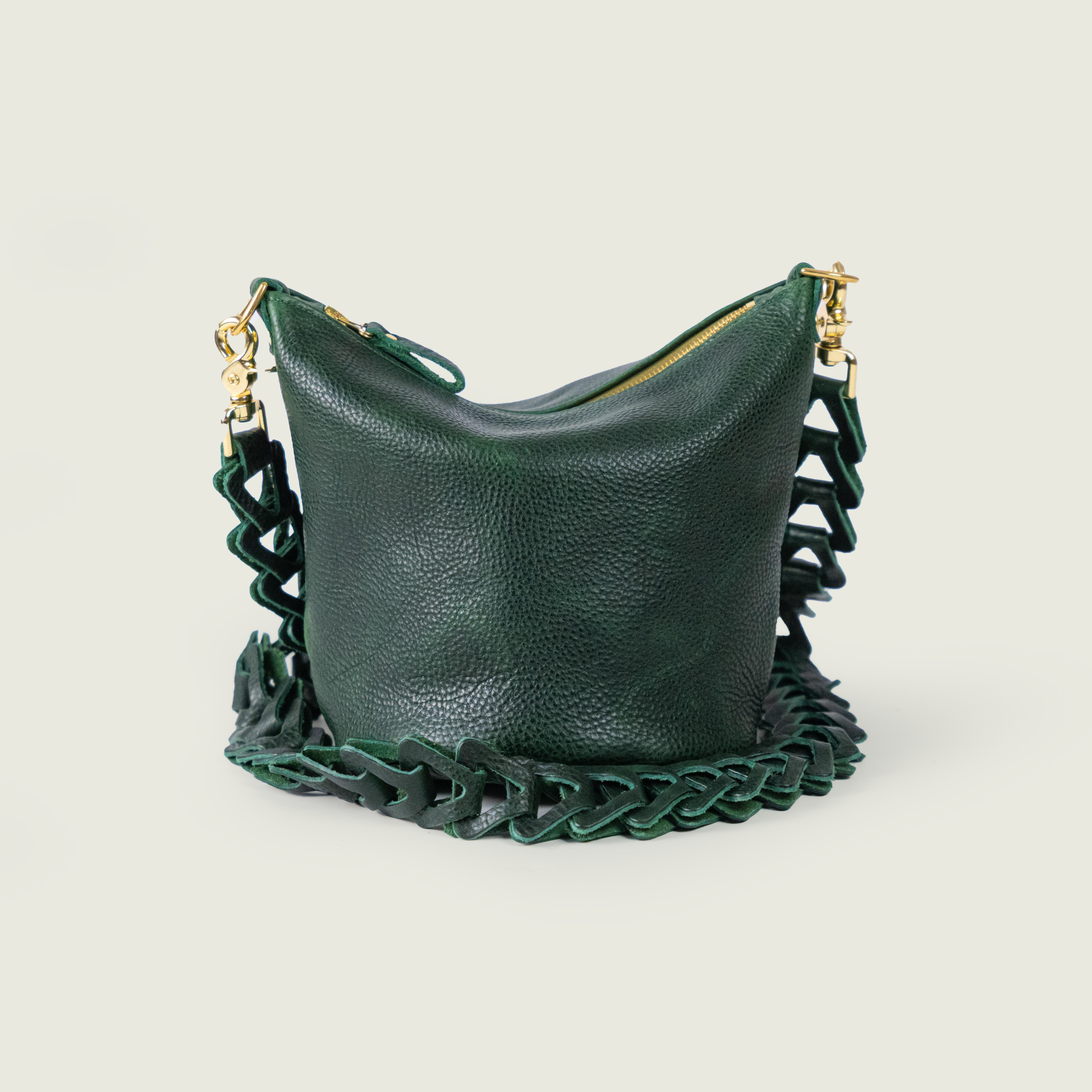 Green Bulldog Mini Zip-Top Bucket Bag