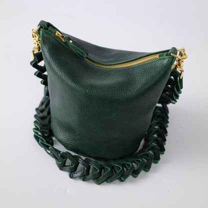 Green Bulldog Mini Zip-Top Bucket Bag