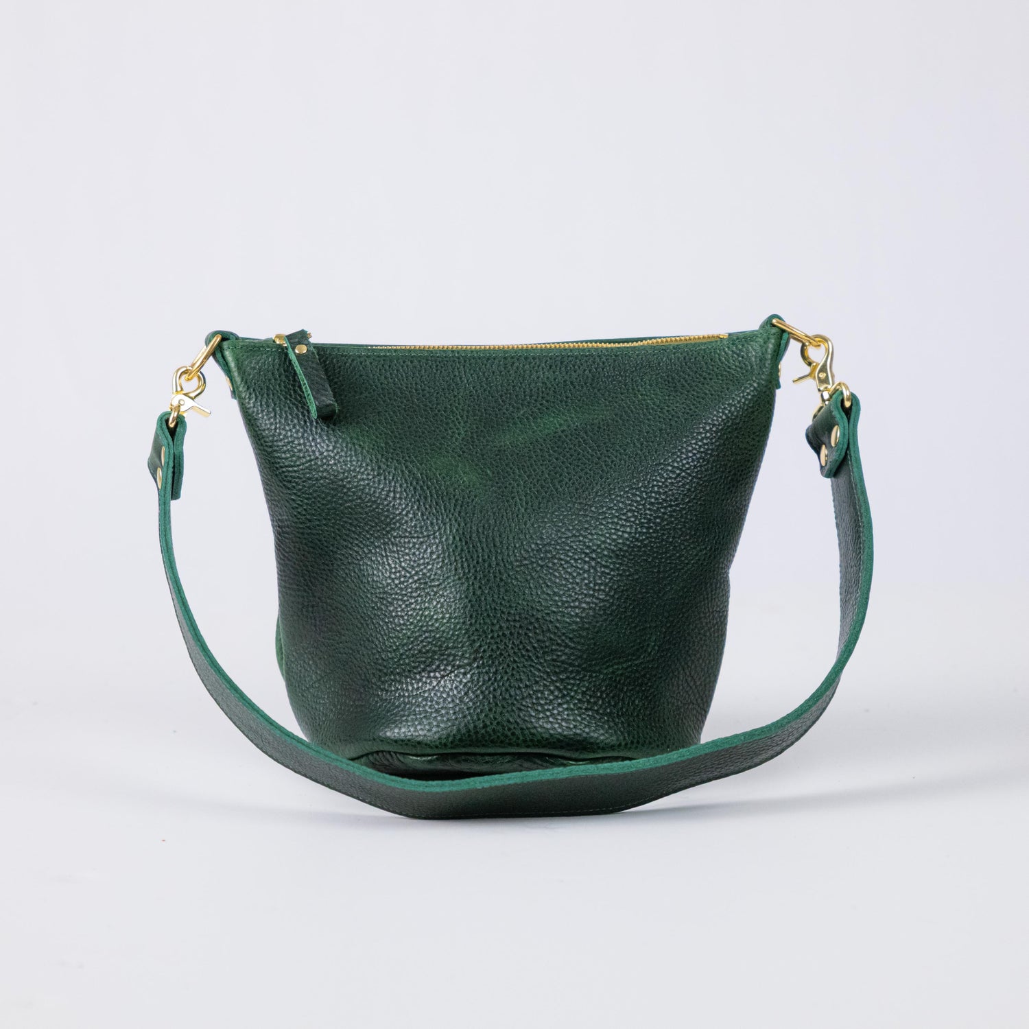 Green Bulldog Mini Zip-Top Bucket Bag