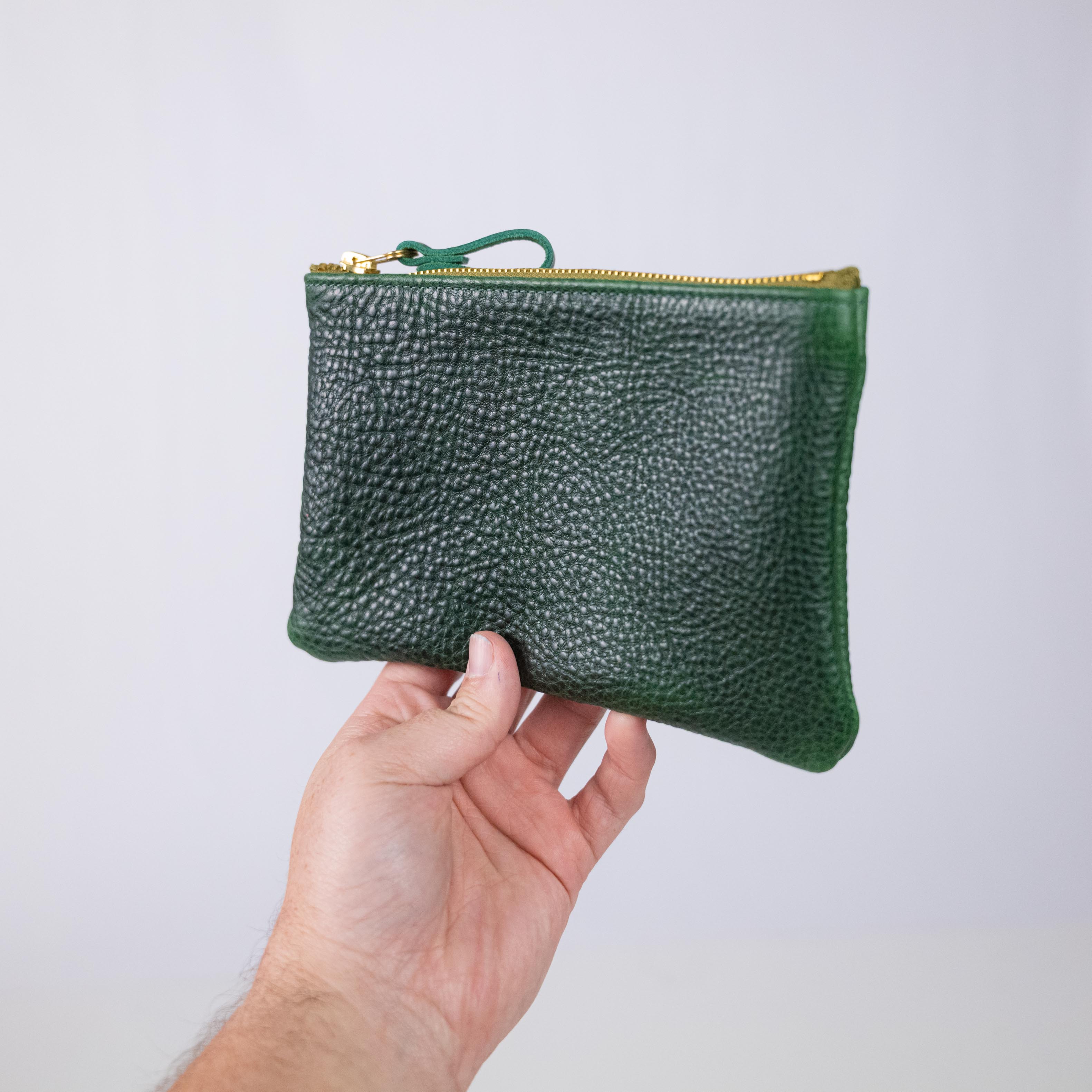 Green Bulldog Small Zip Pouch