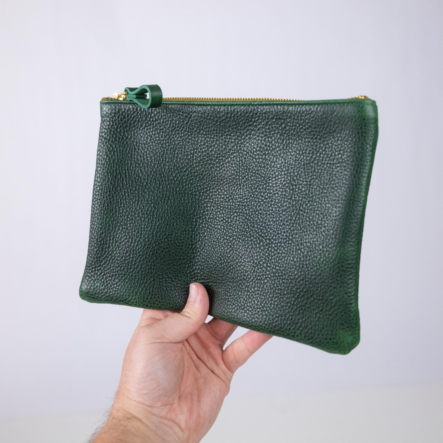 Green Bulldog Medium Zip Pouch