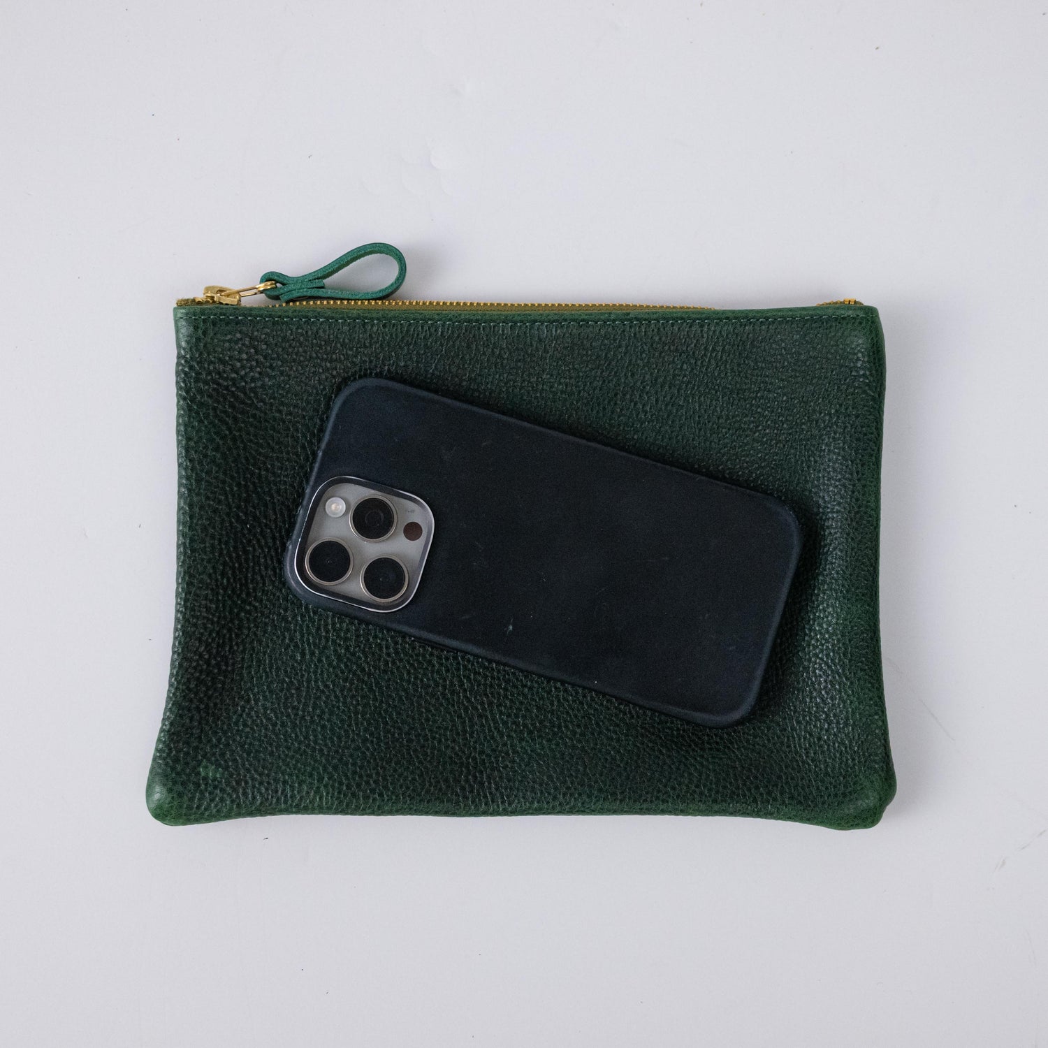 Green Bulldog Medium Zip Pouch