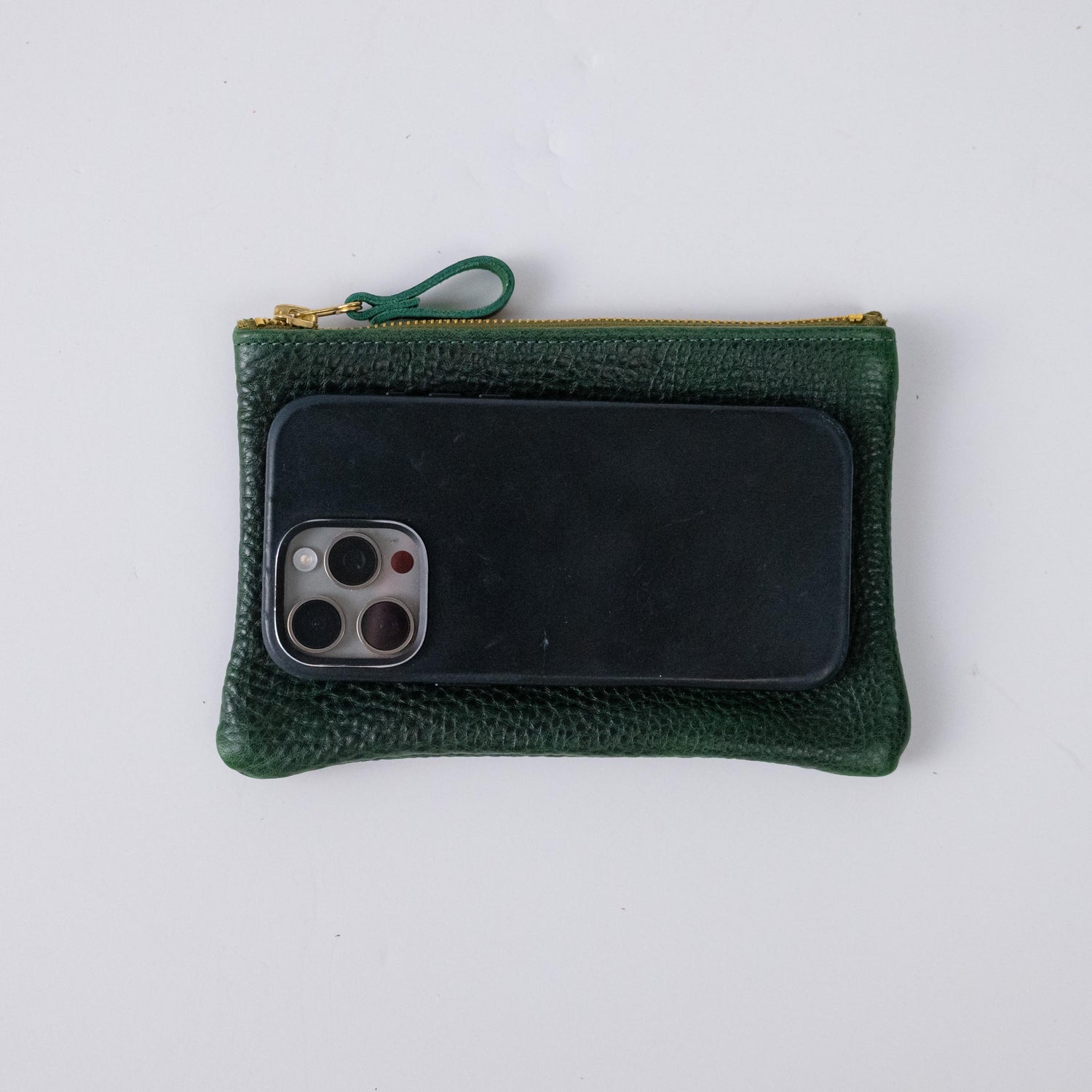 Green Bulldog Small Zip Pouch