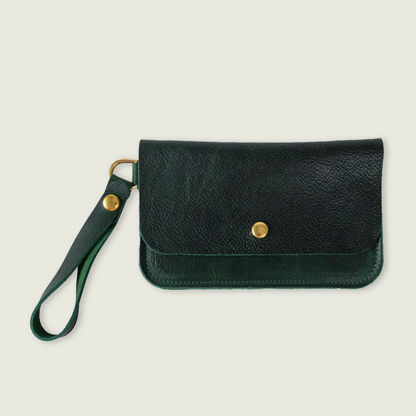 Green Bulldog Wristlet Clutch