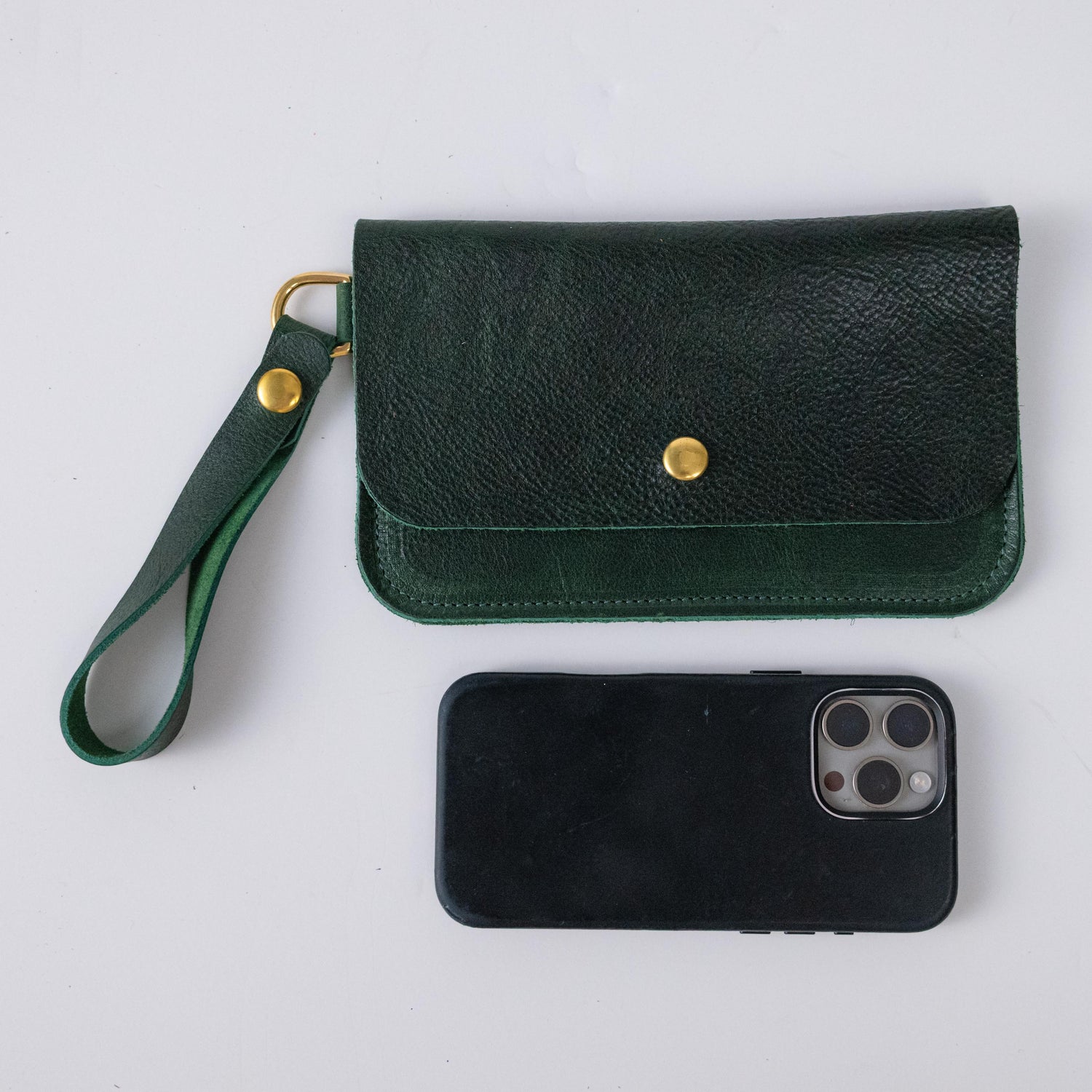 Green Bulldog Wristlet Clutch