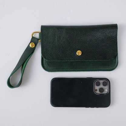 Green Bulldog Wristlet Clutch