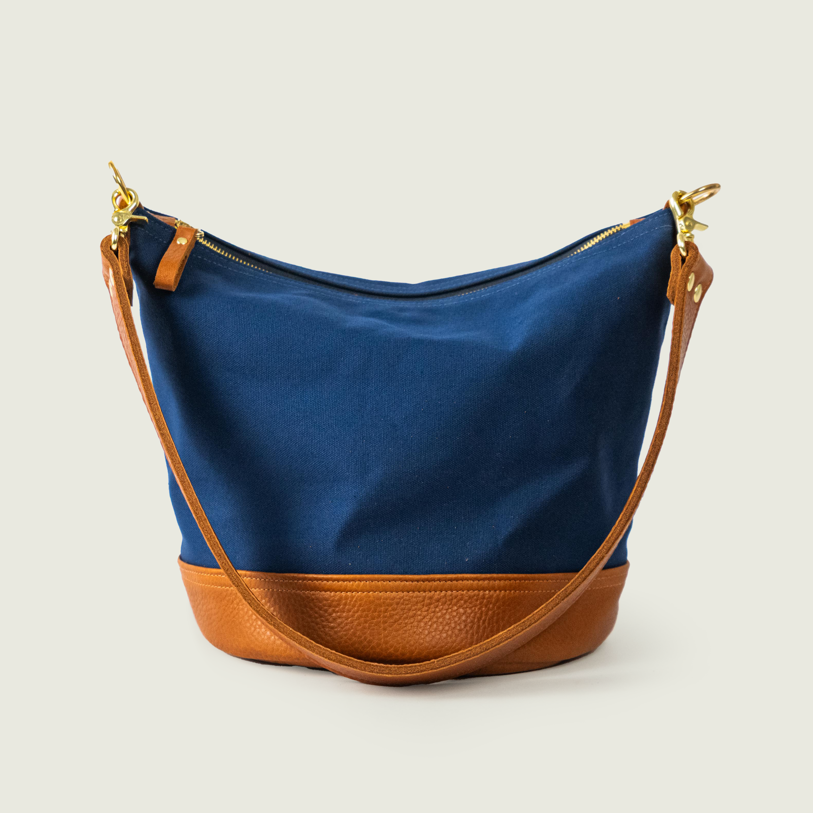 Canvas Zip-Top Bucket Bag