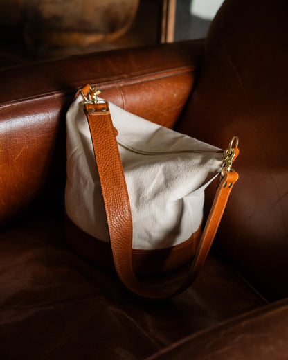 Canvas Zip-Top Bucket Bag