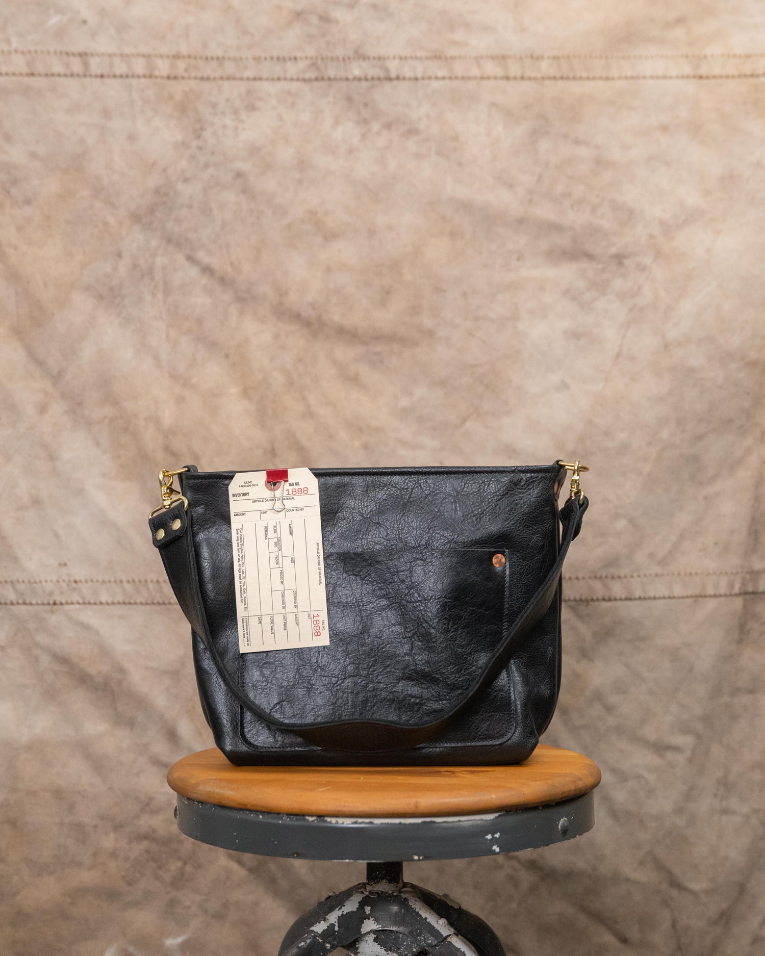 1888 Black Bulldog Mini Crossbody Travel Tote (with two ply wide shoulder strap)