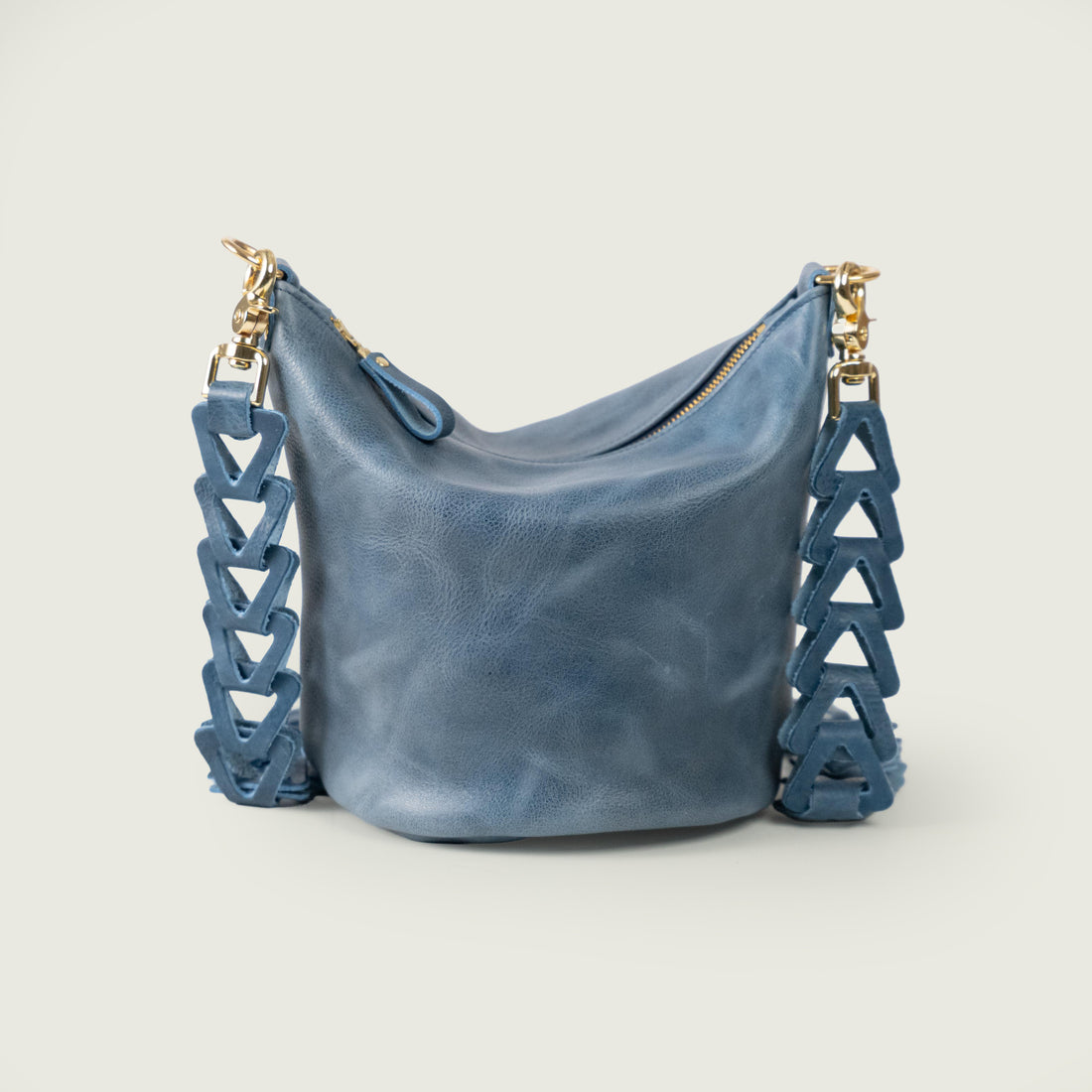 French Blue Bulldog Mini Zip-Top Bucket Bag