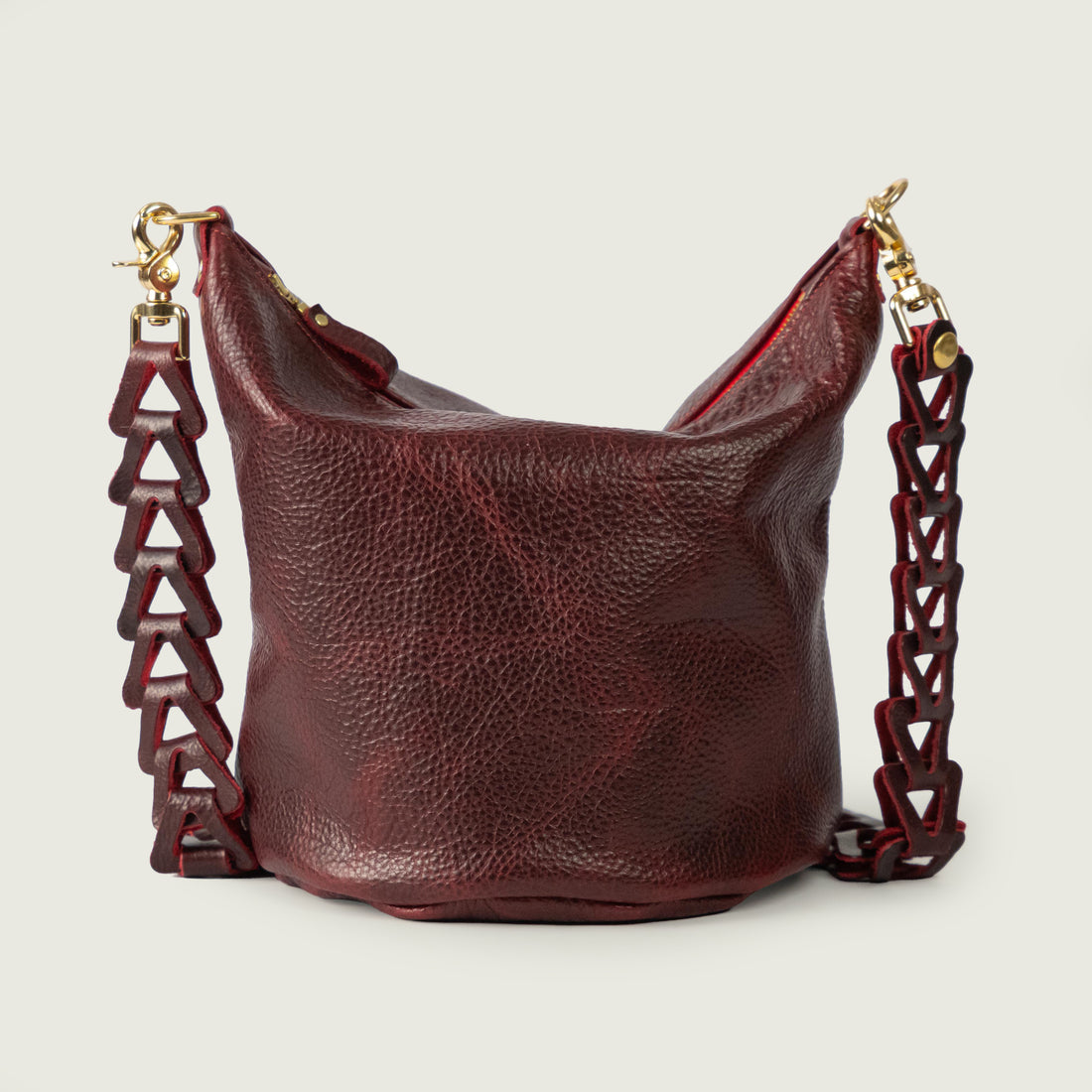 Dark Cherry Bulldog Zip-Top Bucket Bag Bundle