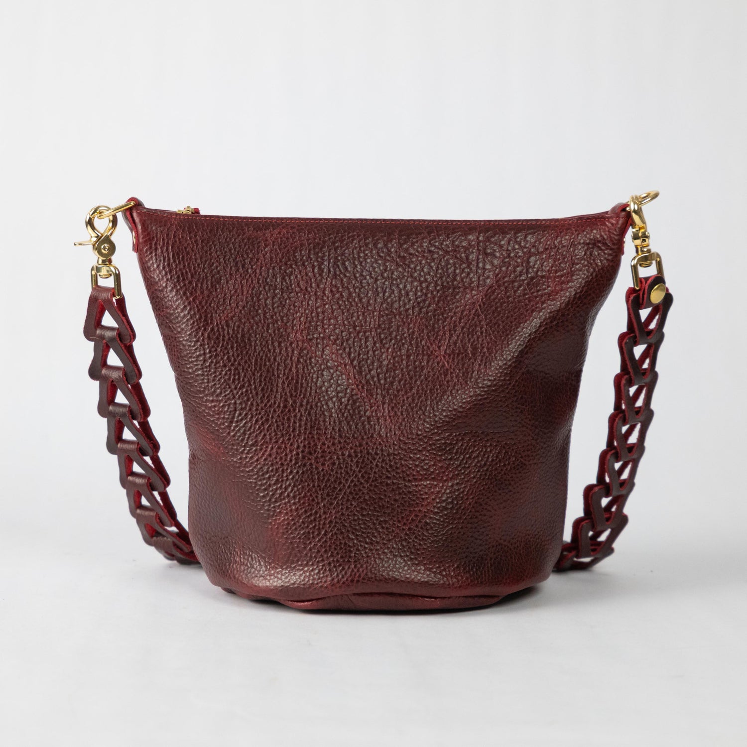 Dark Cherry Bulldog Zip-Top Bucket Bag Bundle