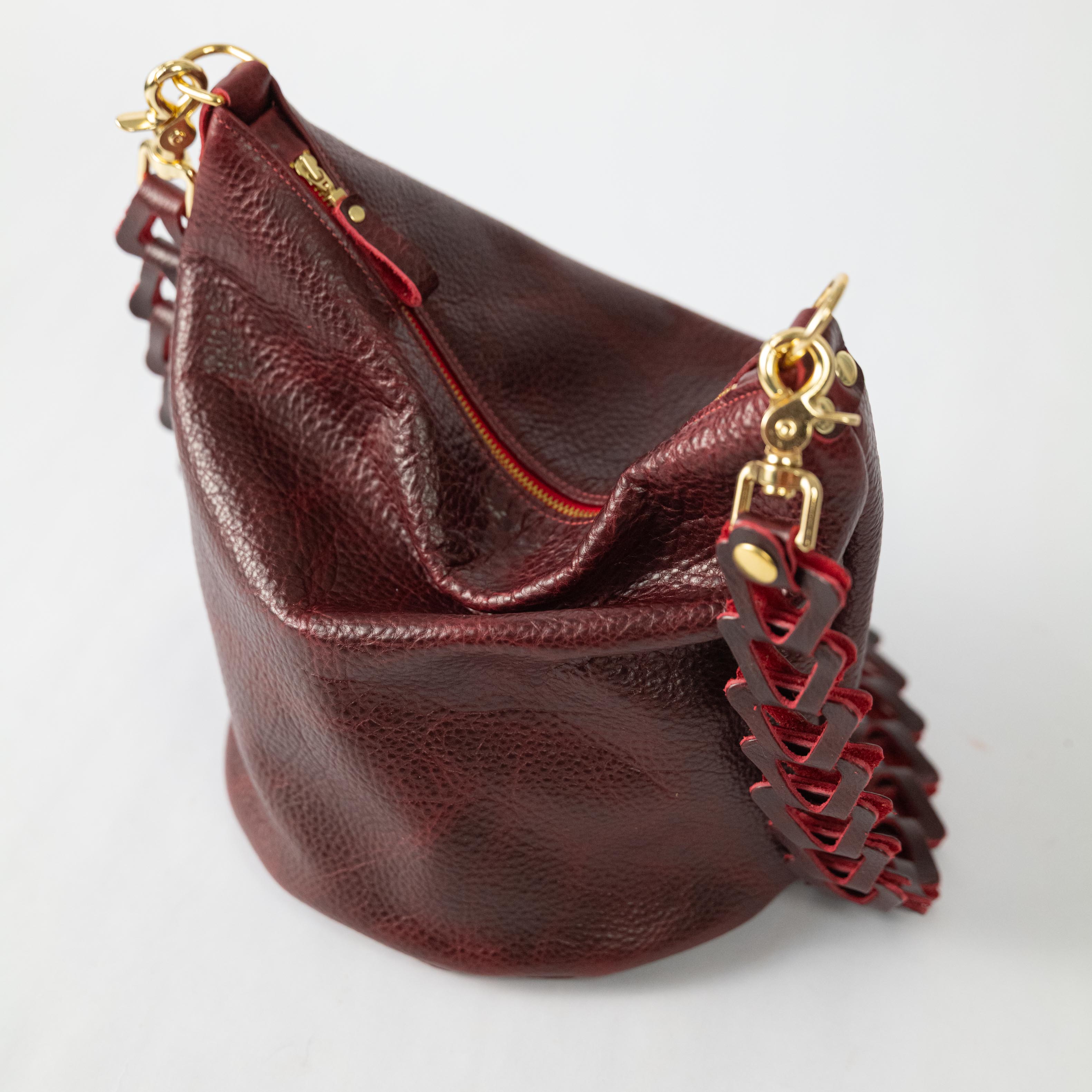 Dark Cherry Bulldog Mini Zip-Top Bucket Bag Bundle