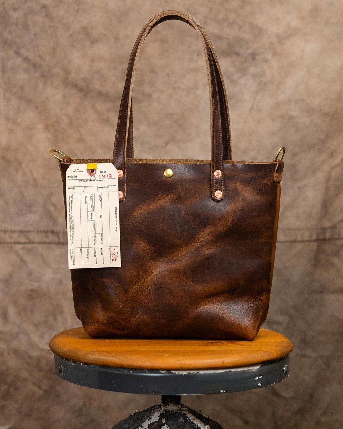 1372 Brown Dublin Mini Tote with D-rings and 2-ply 9" Handles