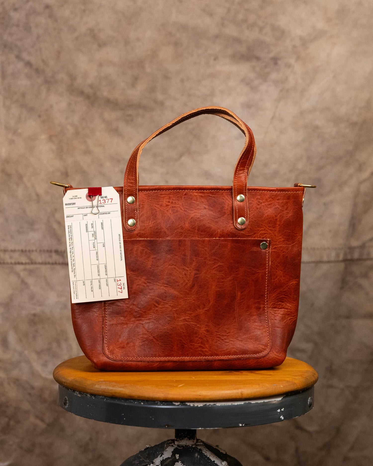 1377 Very Tumbled Old English Derby Mini Travel Tote with Zip Closure and 2-ply Handles