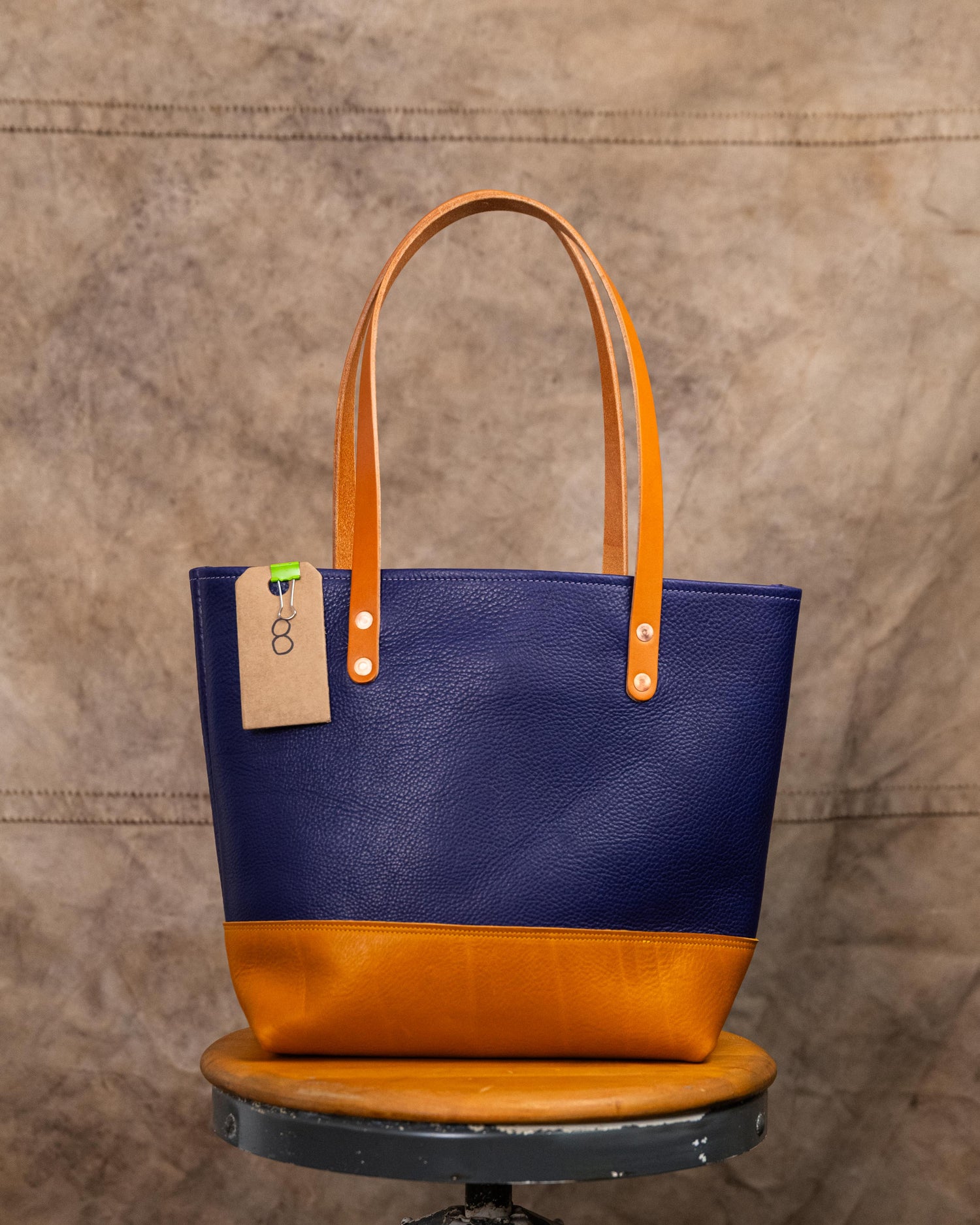 8 Violet and Marigold Cypress Panel Tote with 10" Tan Handles