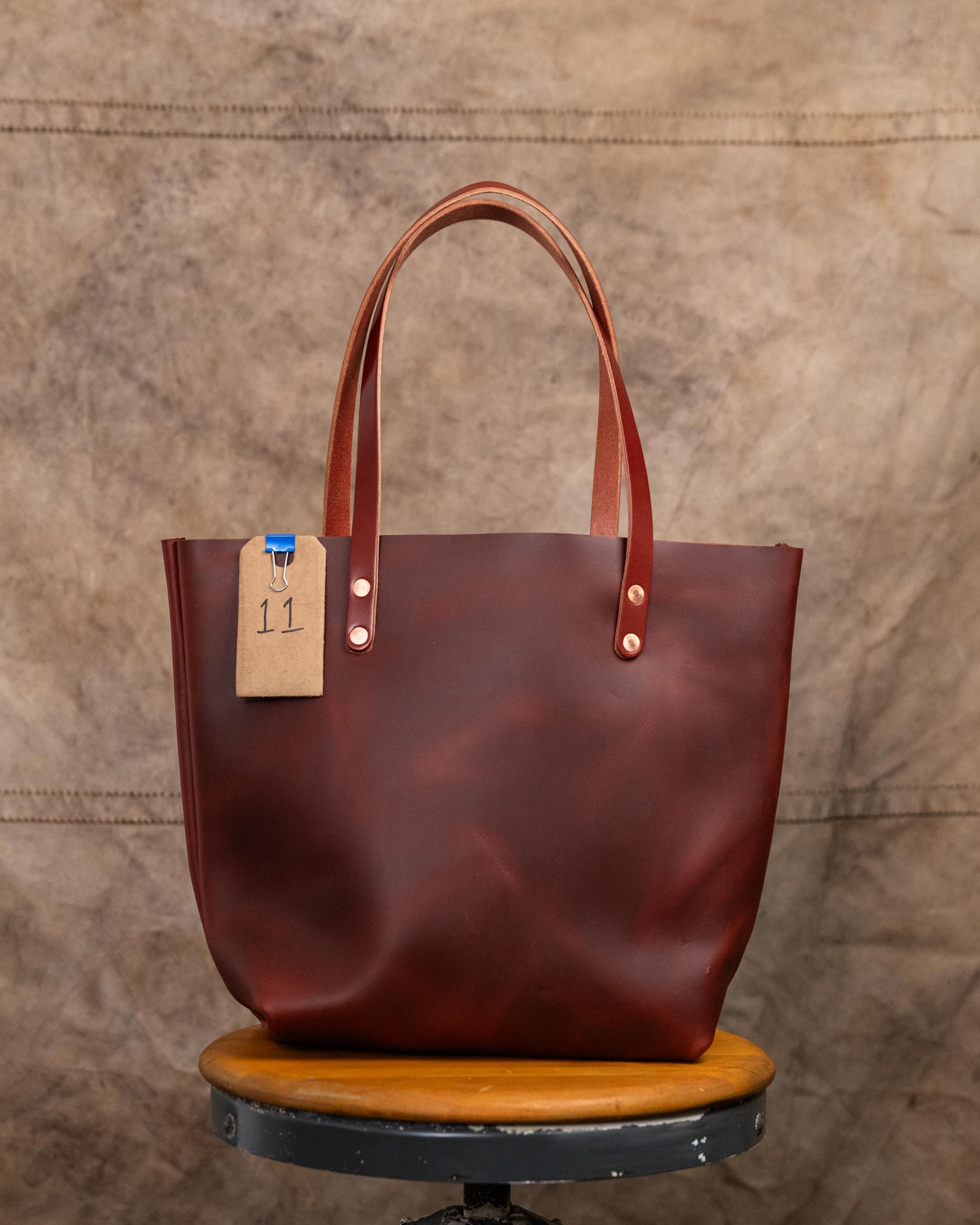 11 Rustic Red Tote 9" Handles