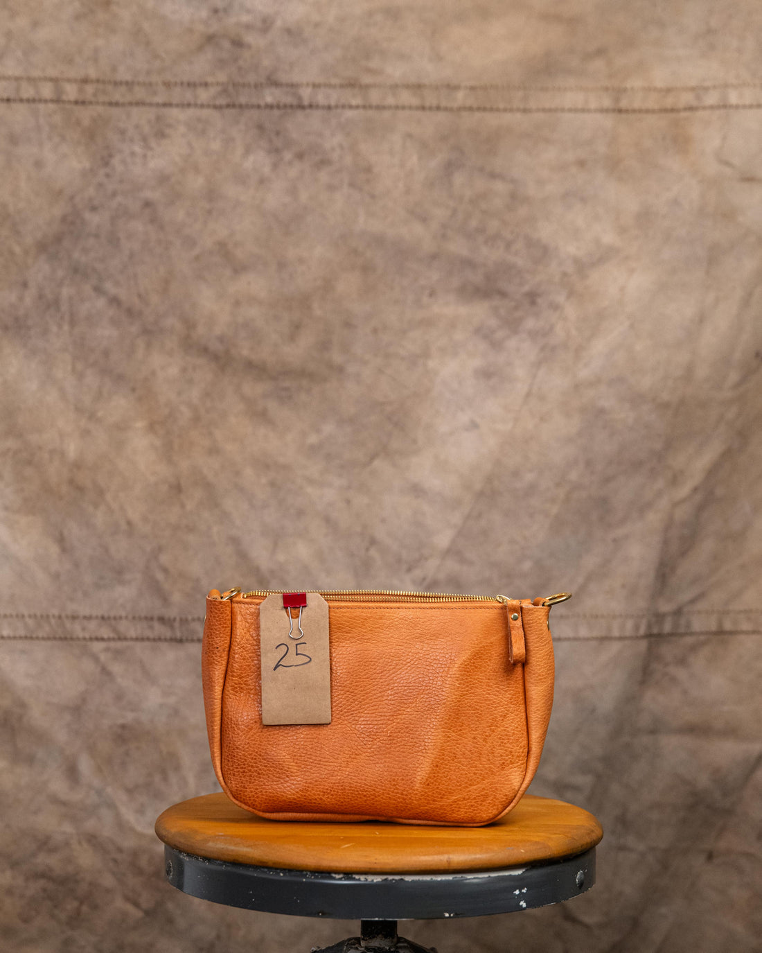 25 Tumbled Vegetable Tan Medium Crossbody Bag (with spots on gusset)