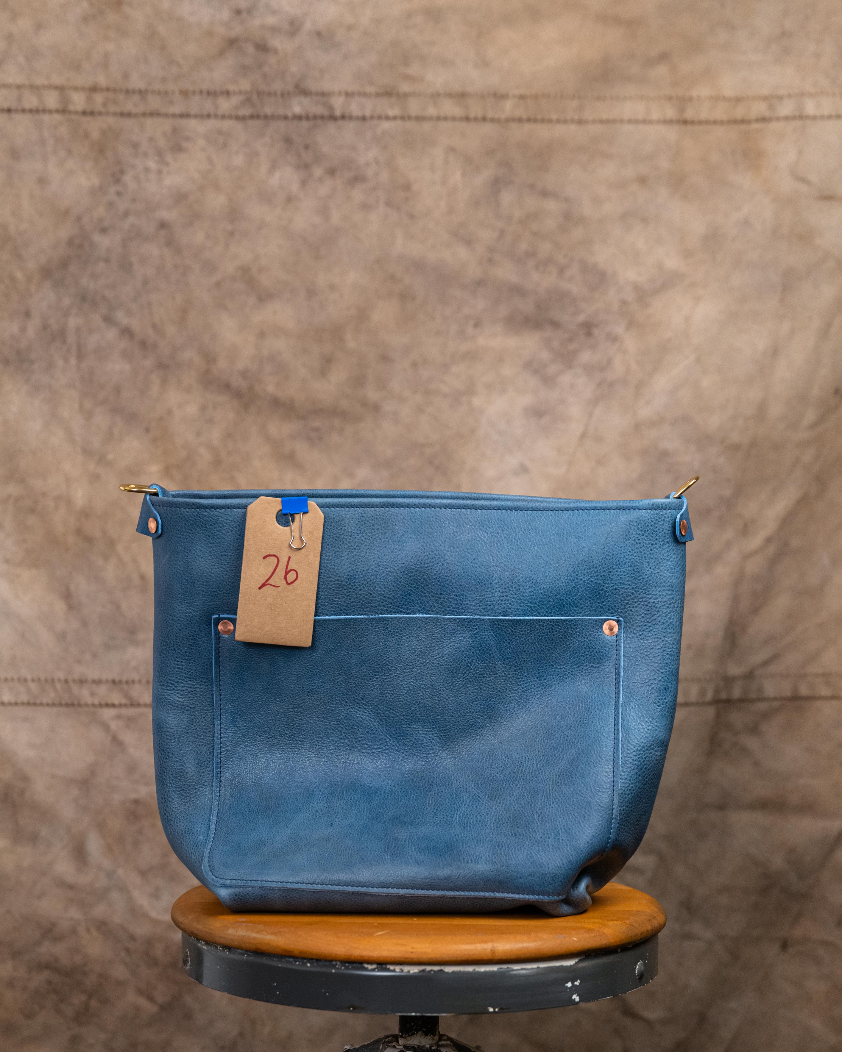 26 French Blue Bulldog Crossbody Travel Tote with improvised d-ring spacing