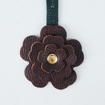 Dark Brown Bulldog Flower Charm