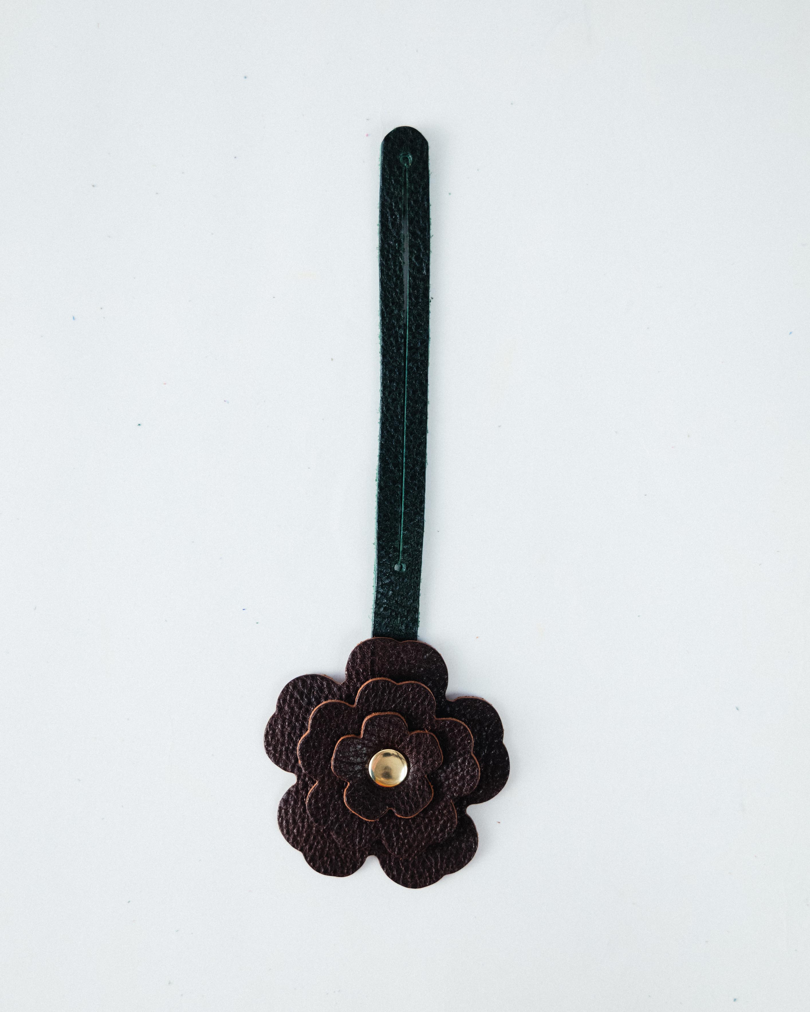 Dark Brown Bulldog Flower Charm