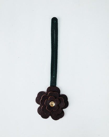 Dark Brown Bulldog Flower Charm