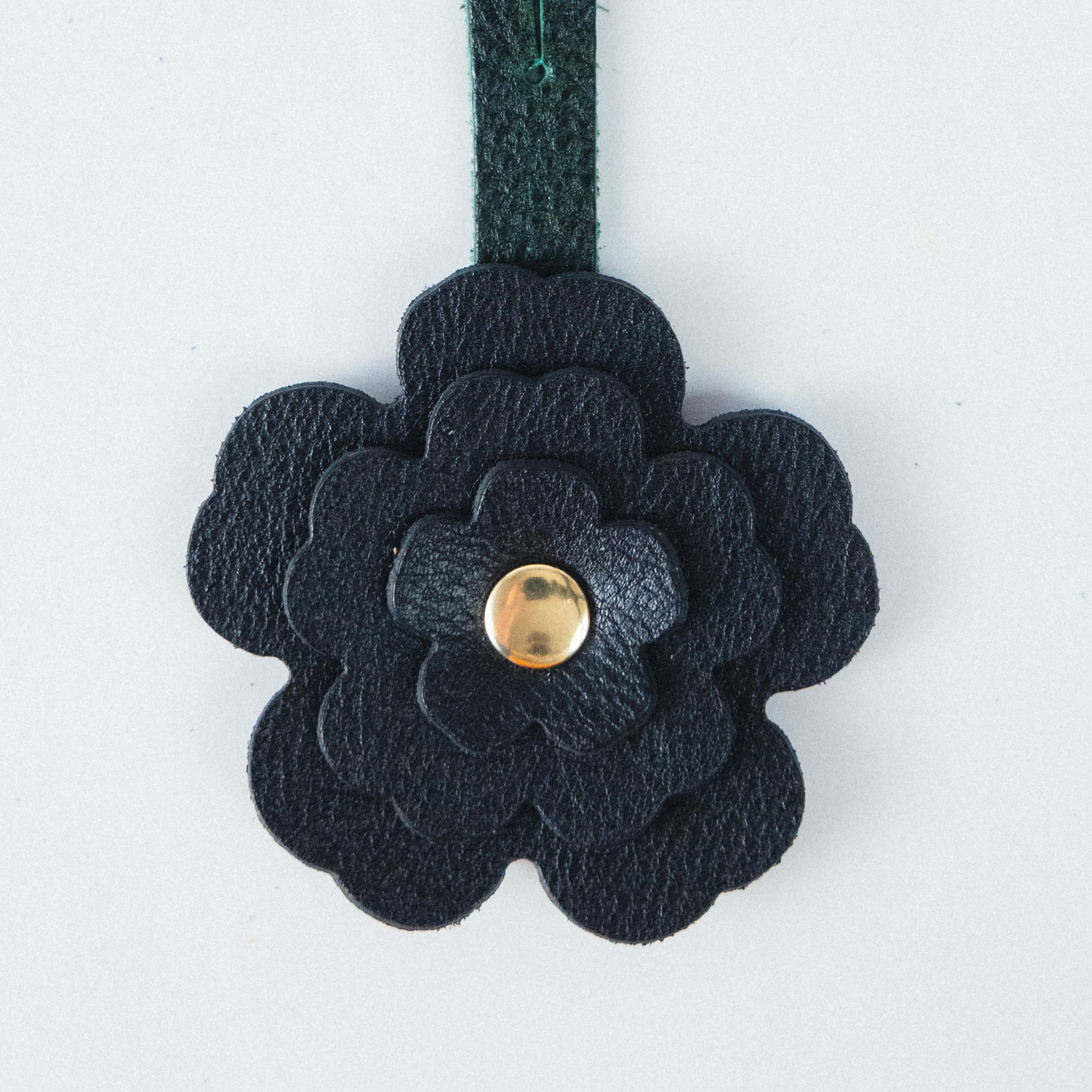 Black Bulldog Flower Charm