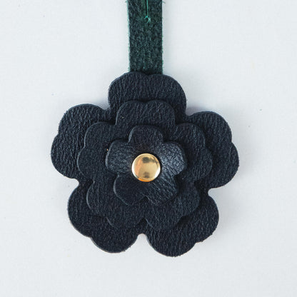 Black Bulldog Flower Charm