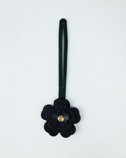 Black Bulldog Flower Charm