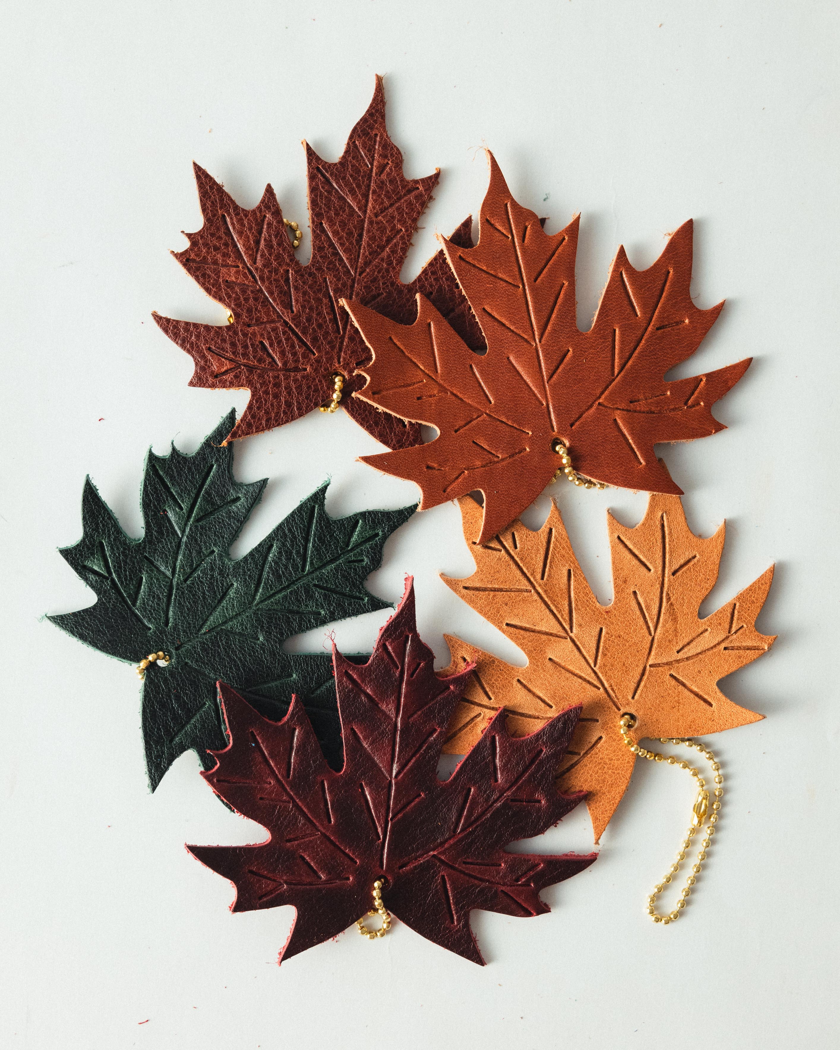 Leather Maple Leaf Charm