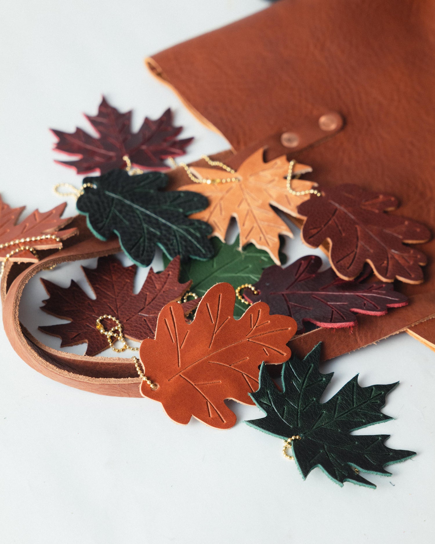 Leather Maple Leaf Charm