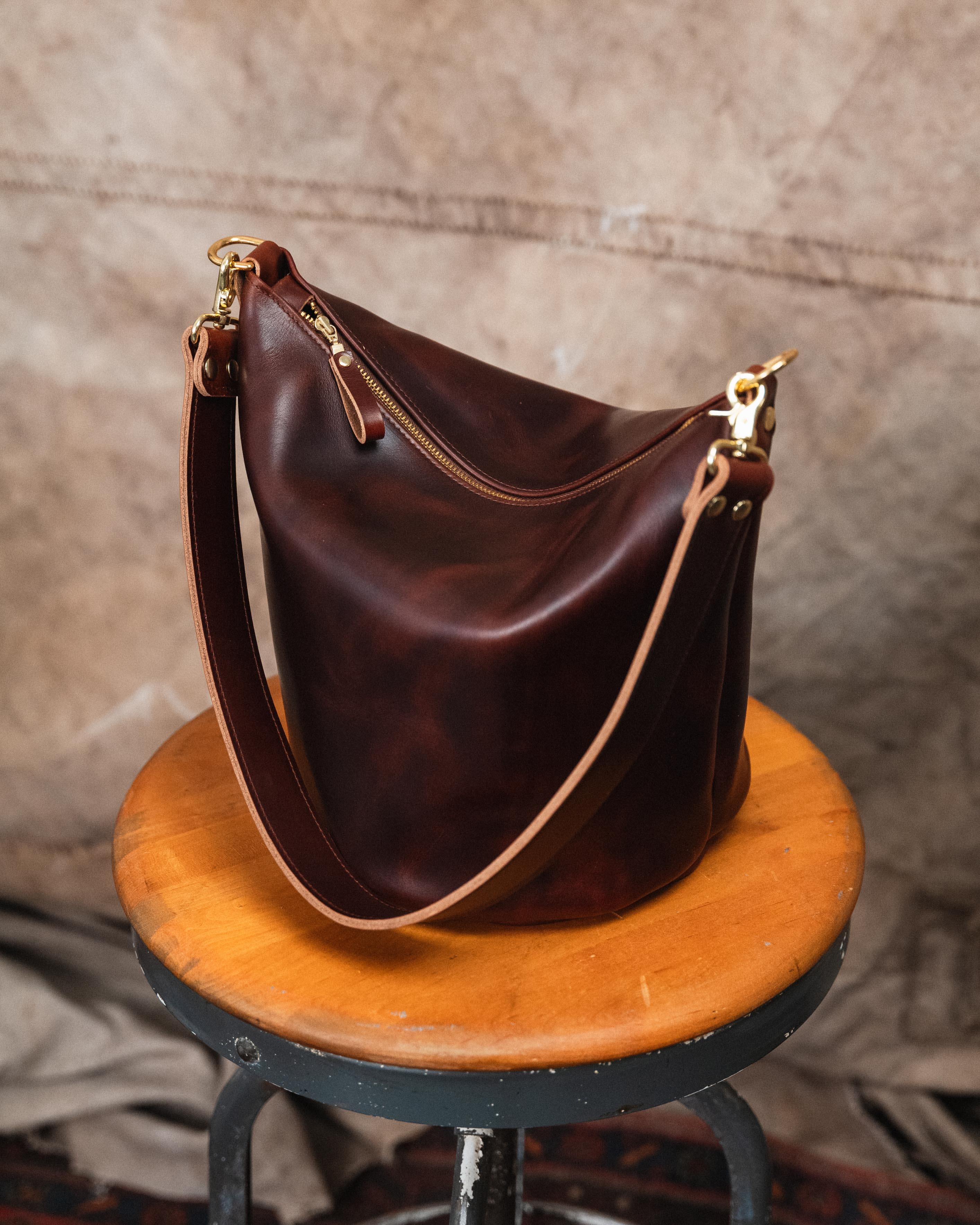 Zip-Top Bucket Bag | Leather Tote Bag KMM & Co – KMM & Co.